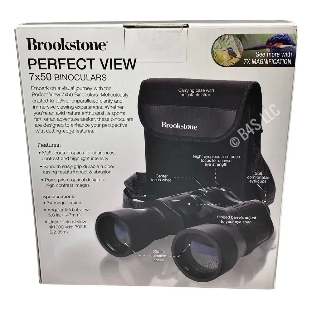 Brookstone Perfect View 7x50 Binoculars w/ Case Strap Cloth